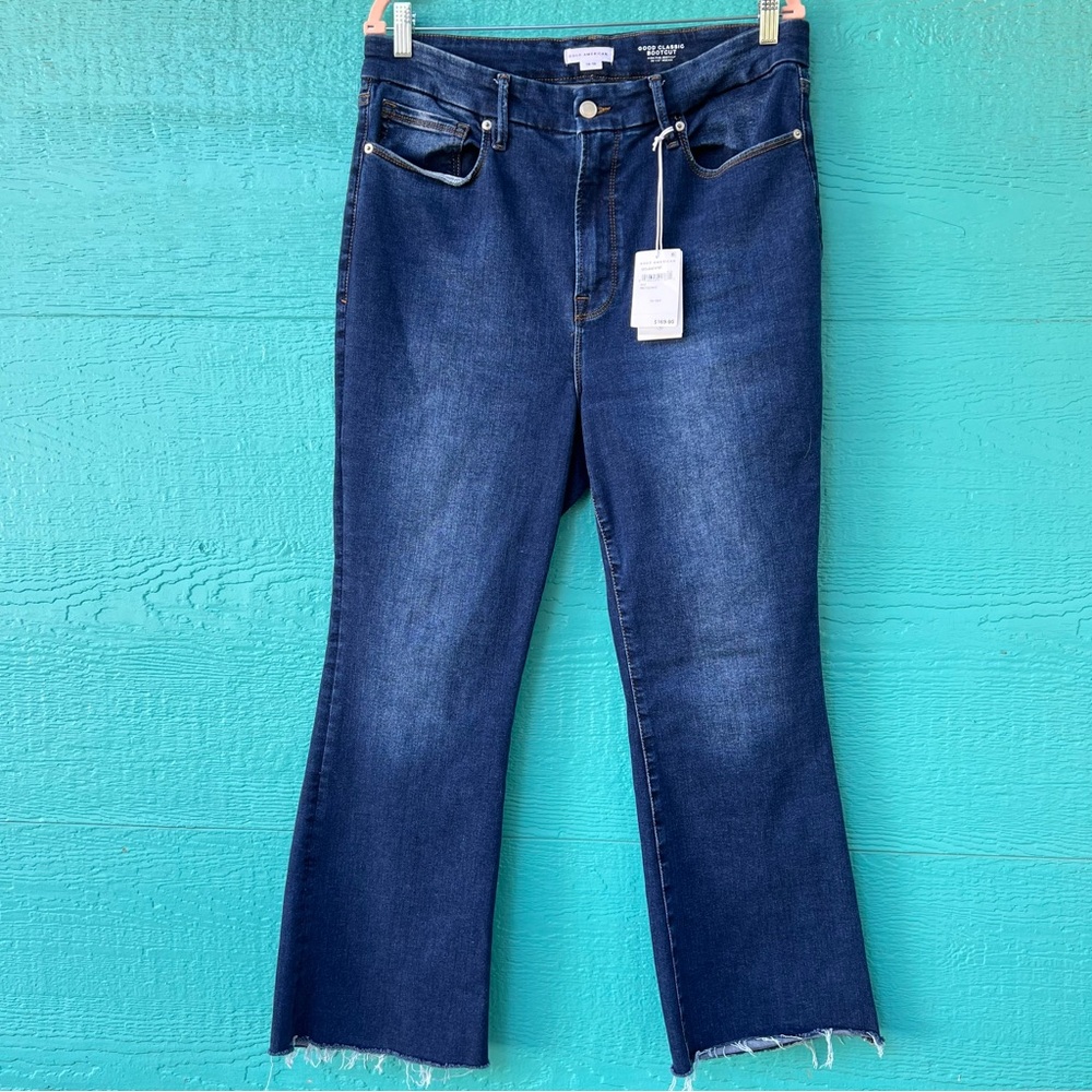 GOOD AMERICAN GOOD CLASSIC BOOT CUT FRAYED HEM HIGH WAIST SIZE 14 NWT